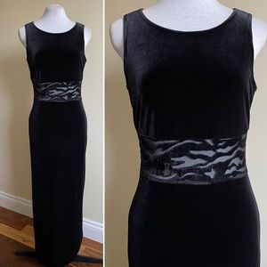 vintage witchy velvet sheer waist dress